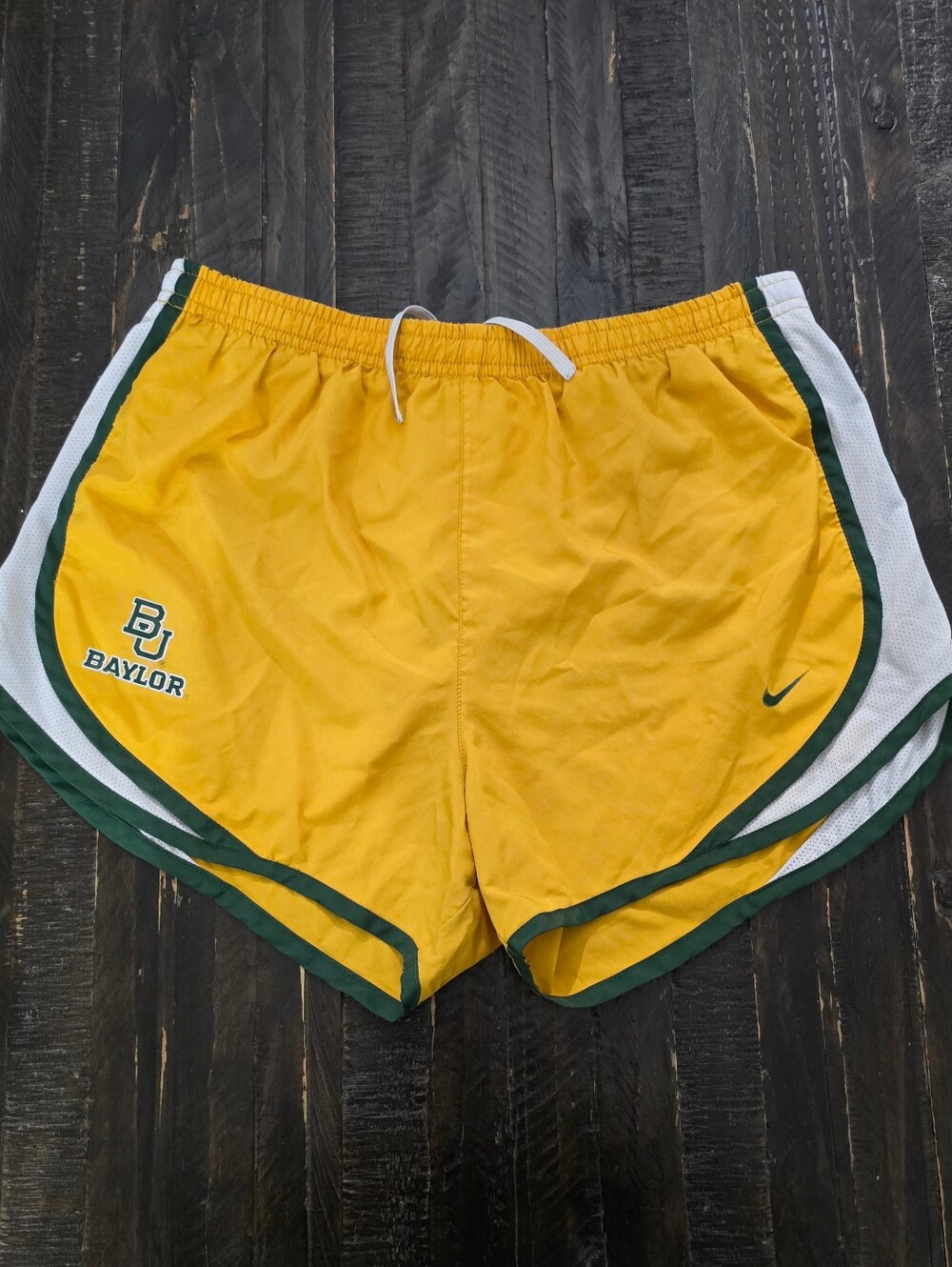 Nike DriFit Baylor Shorts Womens Yellow Green Lined Running Small